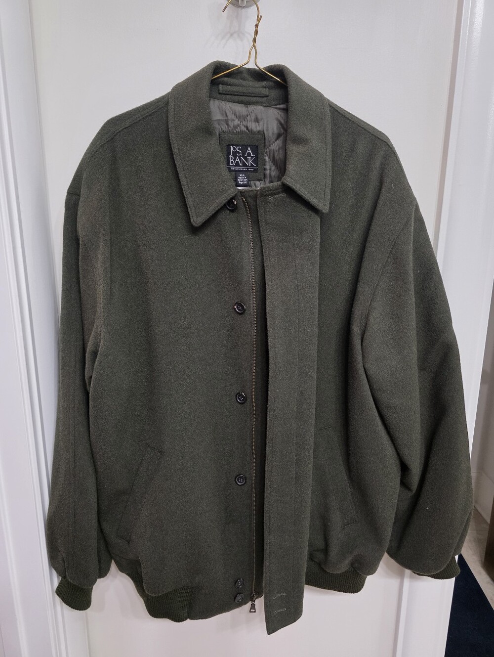 Jos. A. Bank Olive Wool-Blend Coat